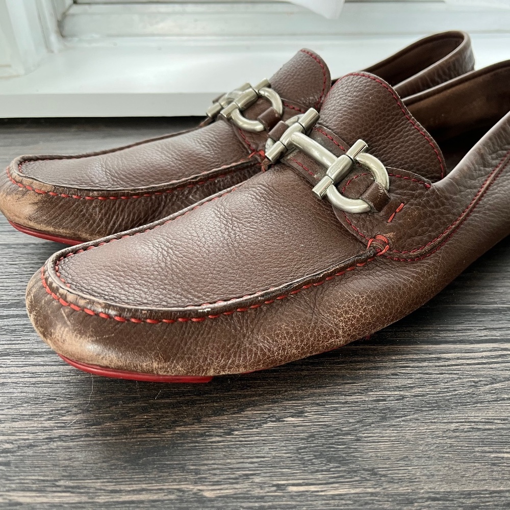 Gancini Ornament Brown Moccasin Mule